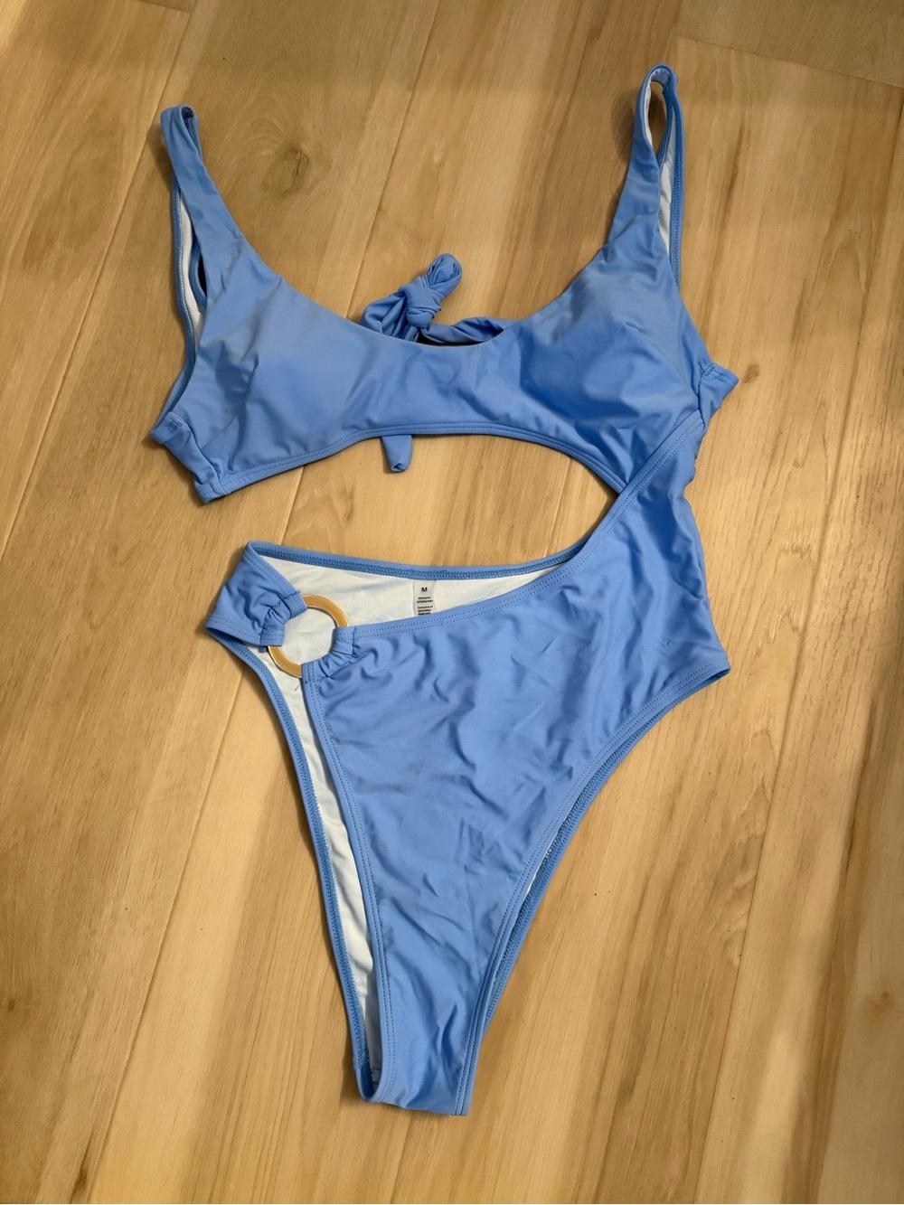 NWOT Sky Blue Cutout One-Piece Swimsuit with Ring Detail